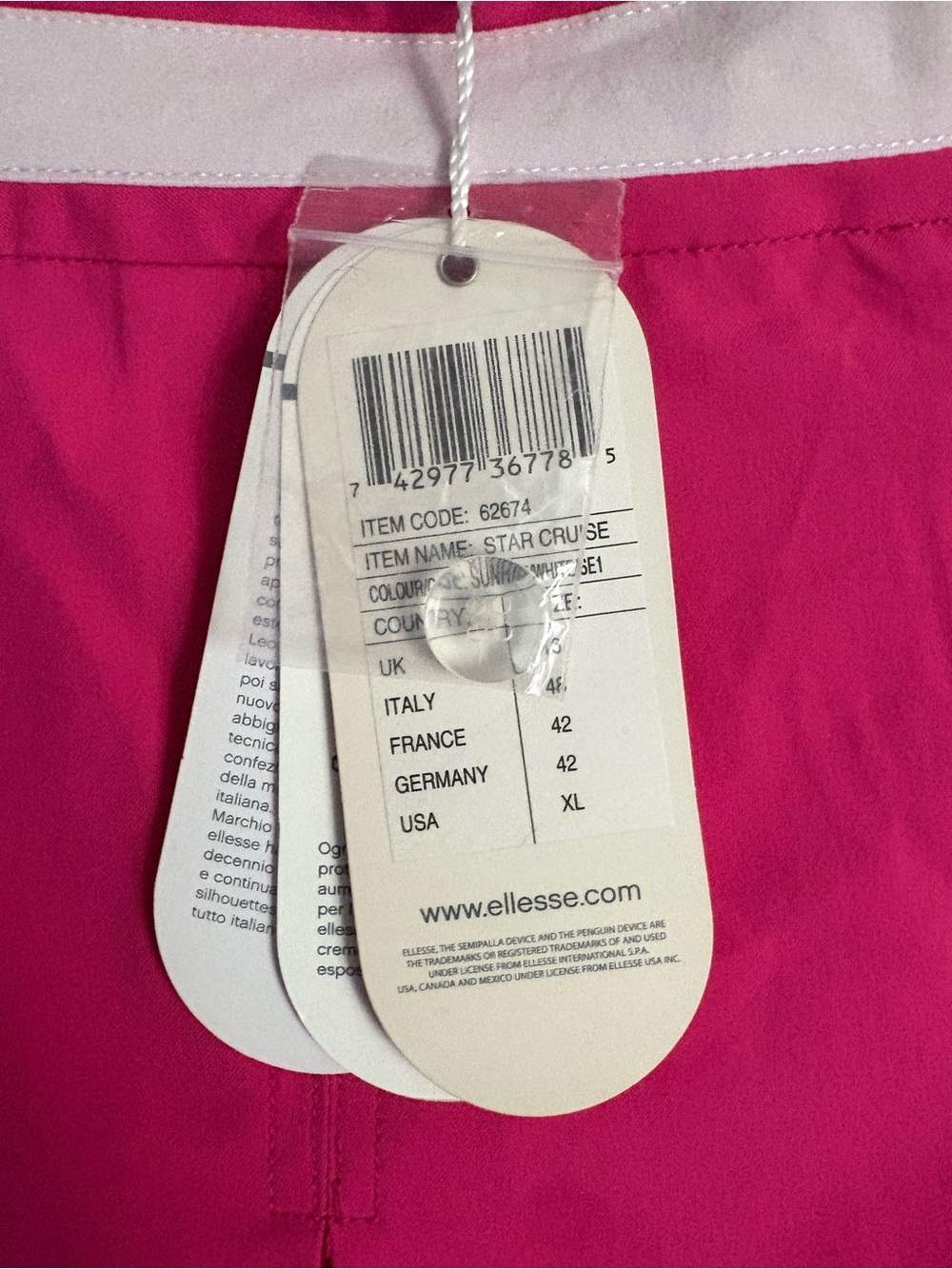 ellesse Hot Pink Pleated Mini Skirt with Cream Trim - Picture 4 of 7